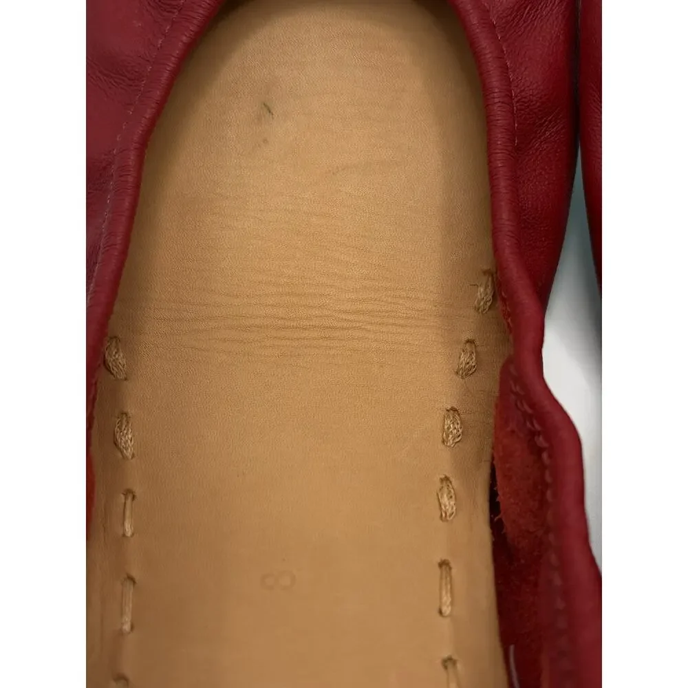 Tieks by Gavrieli Poppy Red Leather Ballet Flats Women's Size 8 Foldable Shoes